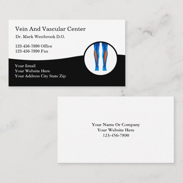 Medical Vein Vascular Doctor Office Business Card (Front/Back)