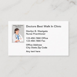 Medical Walk In Clinic Nurse Practitioner Business Card