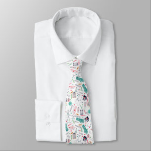 Medical Watercolor pattern Tie