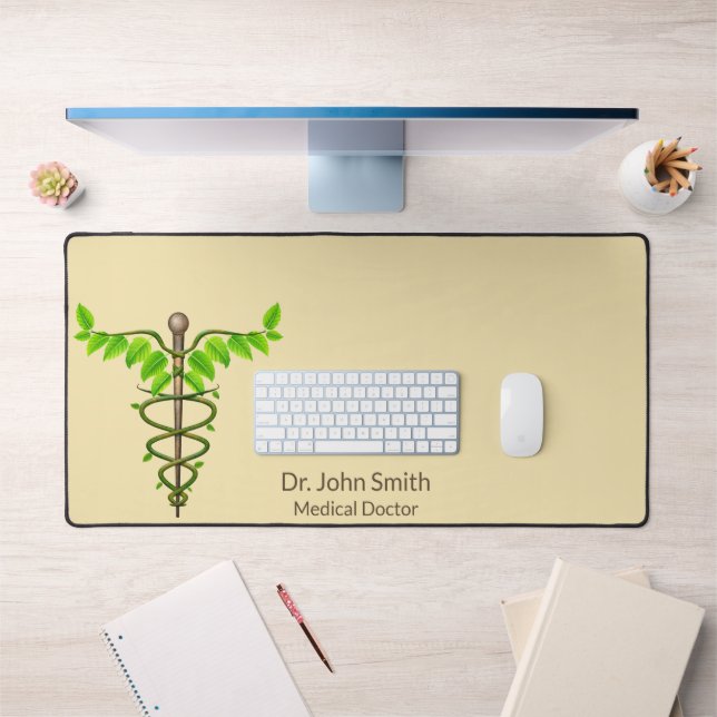 Médicale Alternative Caduceus Vert Feuilles Beige (Bureau 1)