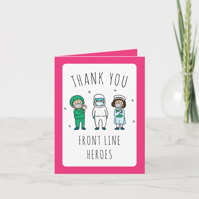 Médicale Frontline Heroes Pink Merci Cartes (Devant)