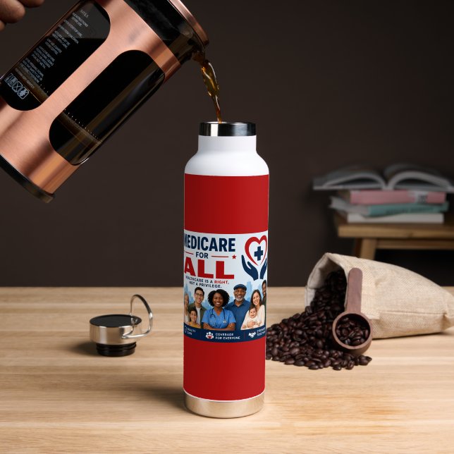 Medicare for All Water Bottle (Coffee (Rotated))