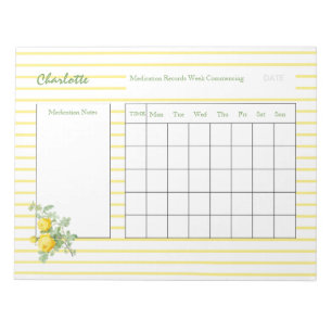 Medication Log Sheets Personalized Notepad