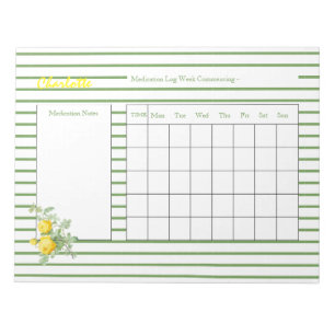 Medication Log Sheets Personalized Notepad