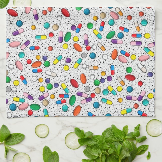 Medication Nurse Pharmacy Doctor Pill Design Kitchen Towel (Folded)