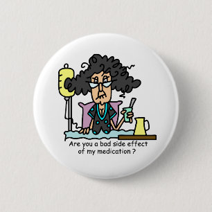 Medication Side Effect Dark Hair 2 Inch Round Button
