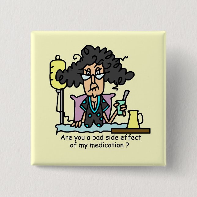 Medication Side Effect Dark Hair 2 Inch Square Button (Front)
