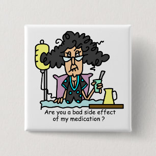 Medication Side Effect Dark Hair 2 Inch Square Button