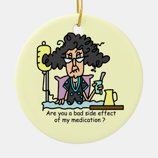 Medication Side Effect Dark Hair Ceramic Ornament (Front)