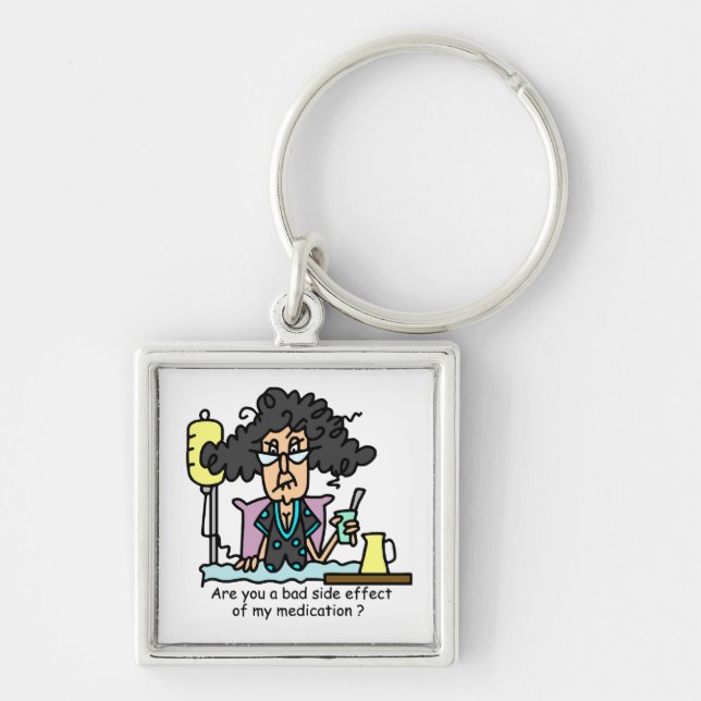 Medication Side Effect Dark Hair Keychain (Front)