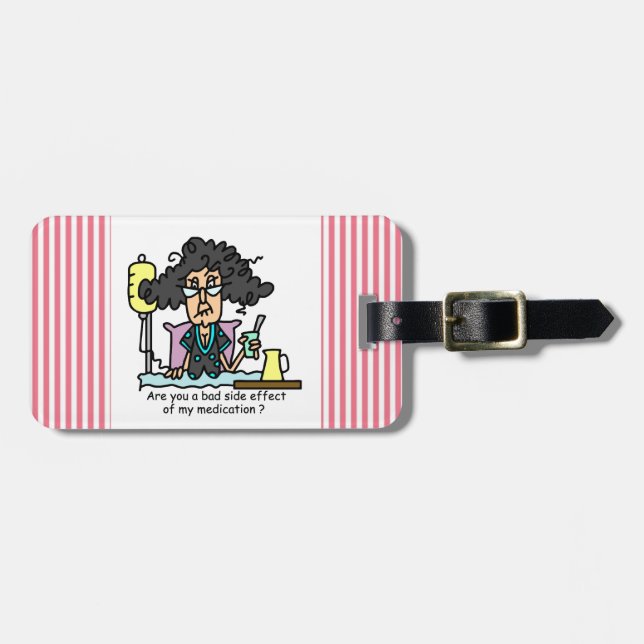 Medication Side Effect Dark Hair Luggage Tag (Front Horizontal)