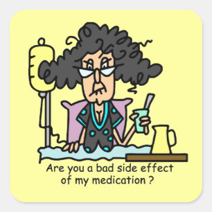 Medication Side Effect Dark Hair Square Sticker