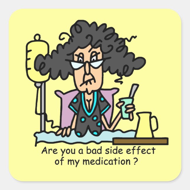Medication Side Effect Dark Hair Square Sticker (Front)