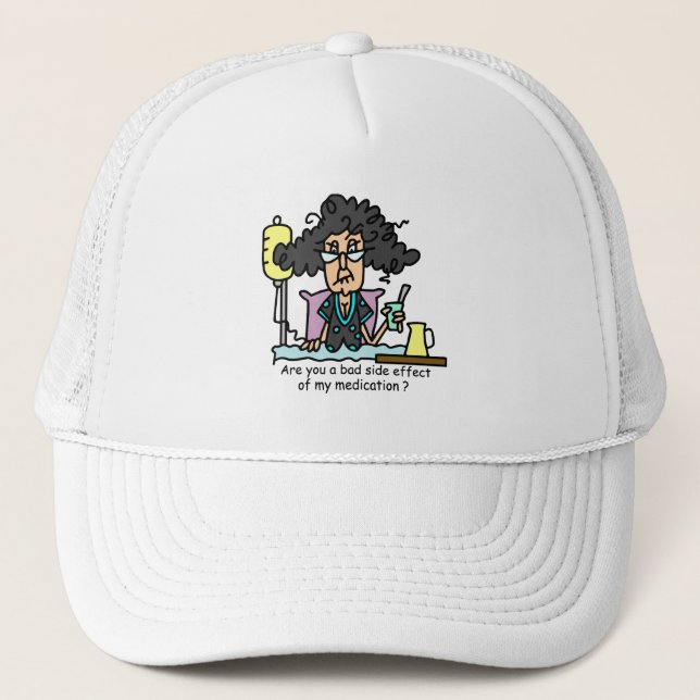 Medication Side Effect Dark Hair Trucker Hat (Front)