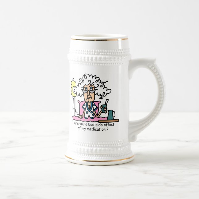 Medication Side Effect Humour Beer Stein (Right)