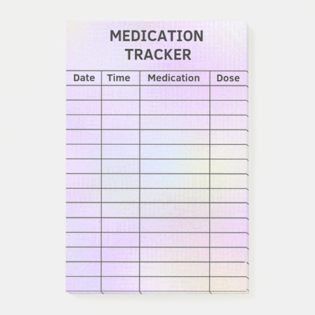 Medication Tracker Medical Checklist Notes (Front)