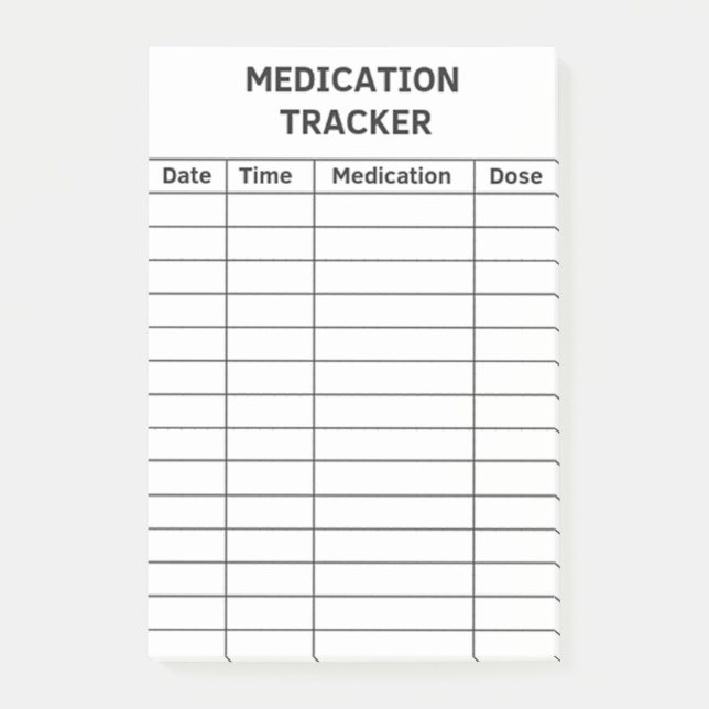 Medication Tracker Medical Checklist Post-It Notes (Front)