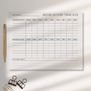Medication Tracker Tearaway Notepad