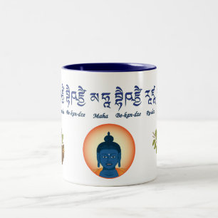 Medicine Buddha Healing Mantra design Two-Tone Coffee Mug