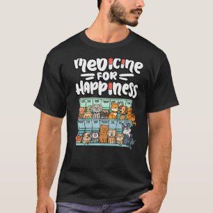 medicine for happiness pill box animals dog breeds T-Shirt