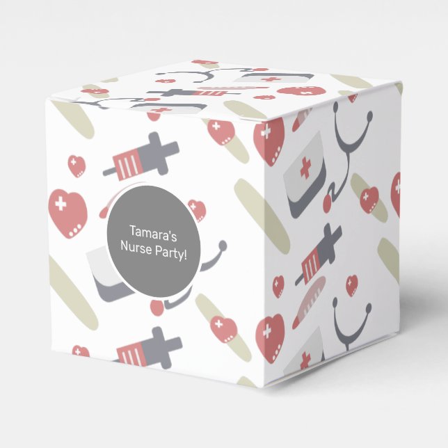 Medicine Graduation Party Nurse Practioner Pattern Favor Box (Front Side)