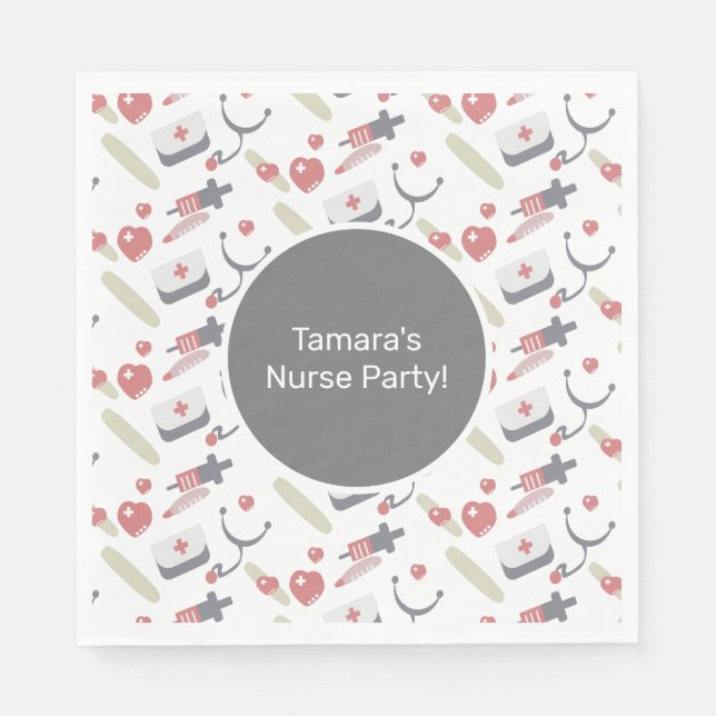 Medicine Graduation Party Nurse Practioner Pattern Napkin (Front)