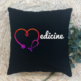 Medicine heart stethoscope medical doctor gift throw pillow