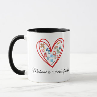 Medicine is a Work of Heart - Medical Icons Mug