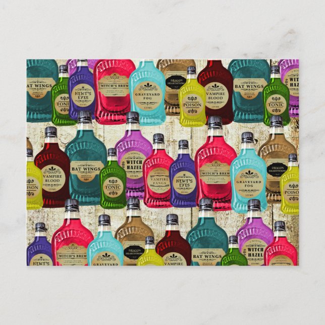 Medicine Man Magic Potion Apothecary Tonic Bottles Postcard (Front)