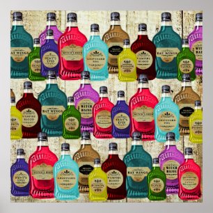 Medicine Man Magic Potion Apothecary Tonic Bottles Poster