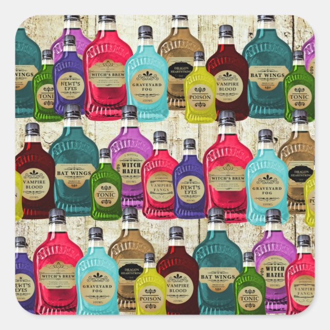 Medicine Man Magic Potion Apothecary Tonic Bottles Square Sticker (Front)