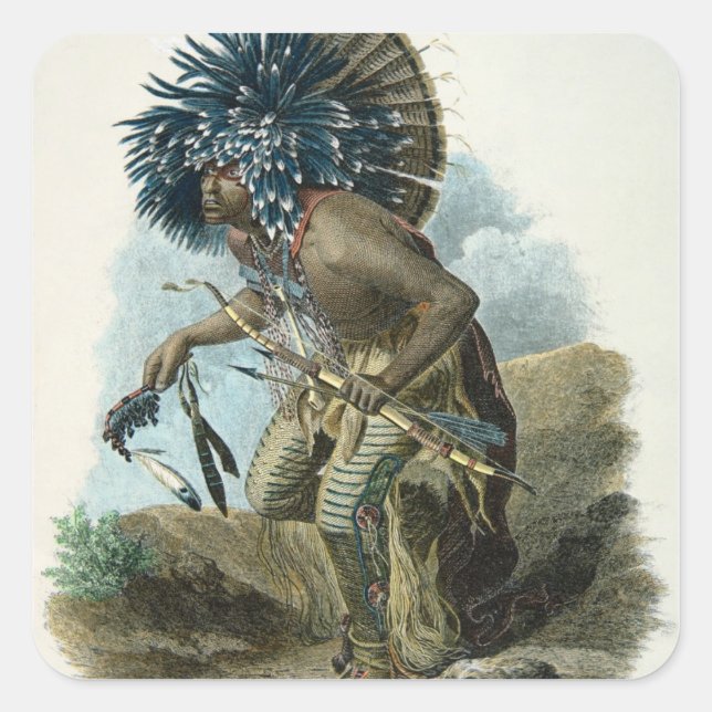 Medicine man of the Mandan tribe in the costume of Square Sticker (Front)