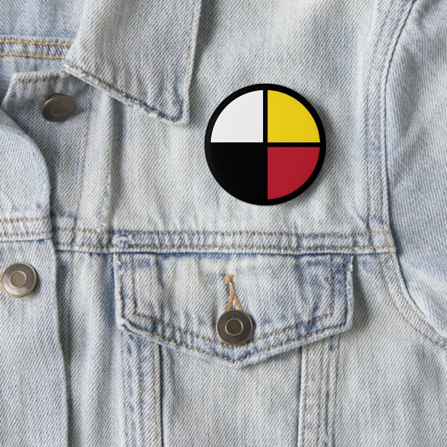 medicine wheel 2 inch round button (In Situ)