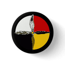 Medicine Wheel Cross Native American Button Pin