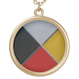 Medicine Wheel Gold Plated Round Necklace