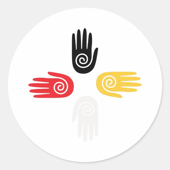 Medicine Wheel Hands Classic Round Sticker (Front)