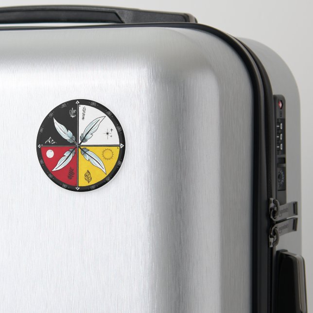 Medicine Wheel Mandala Round Indigenous Magnet (In Situ (Luggage))