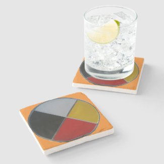 Medicine Wheel Marble Stone Coaster