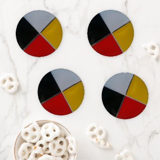 Medicine Wheel Round Acrylic Coaster Set