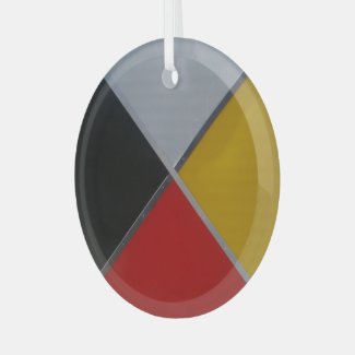 Medicine Wheel Round Glass Ceramic Ornament