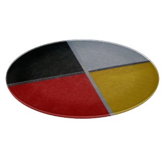 Medicine Wheel Round Glass Cutting Board