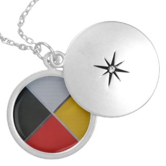 Medicine Wheel Round Silver Plated Locket