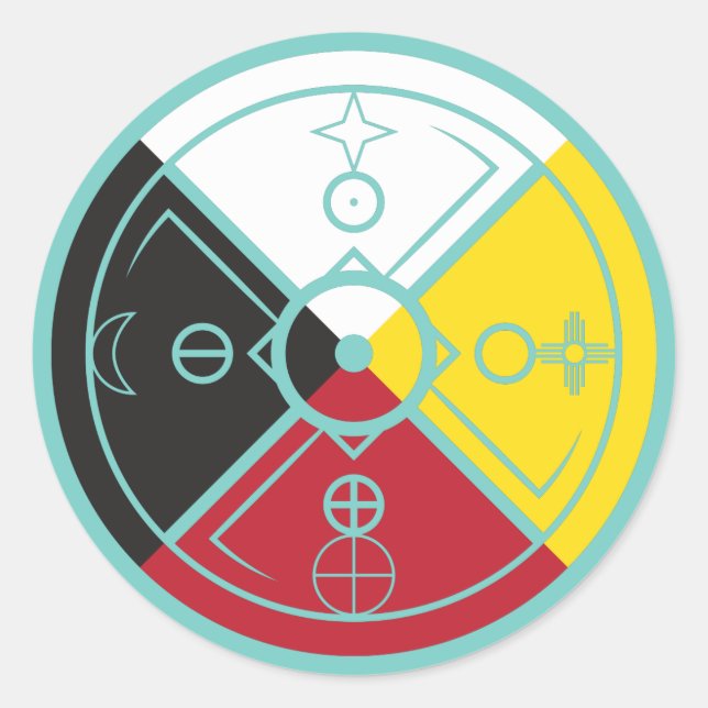 Medicine Wheel Sacred Hoop Classic Round Sticker (Front)