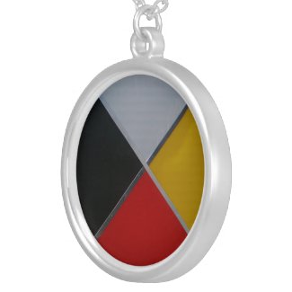 Medicine Wheel Silver Plated Round Necklace