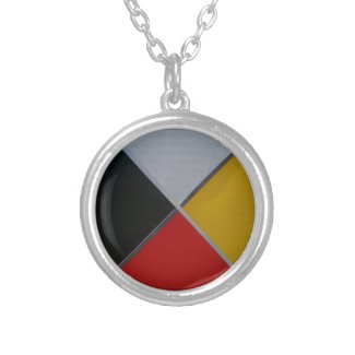 Medicine Wheel Silver Plated Round Necklace