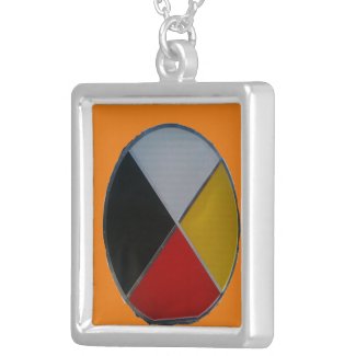 Medicine Wheel Square Silver Plated Necklace