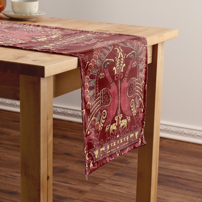 Medieval 12th Century Peacock Pattern Short Table Runner (In Situ)