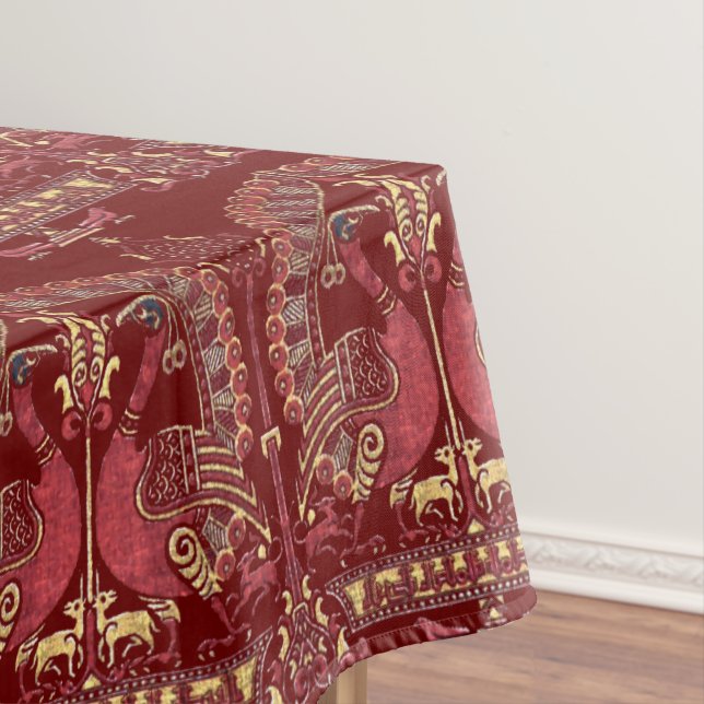 Medieval 12th Century Peacock Pattern Tablecloth (In Situ)