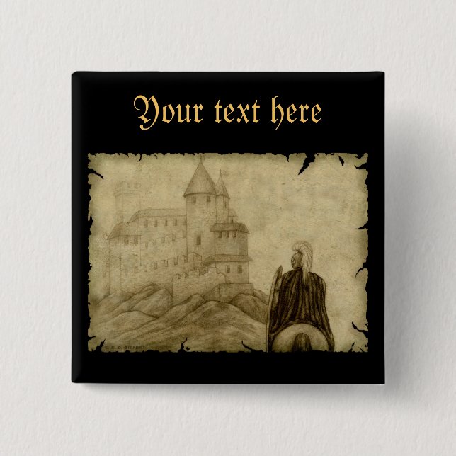 Medieval 2 Inch Square Button (Front)