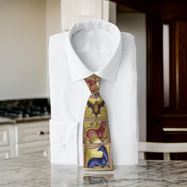 Medieval Aberdeen Bestiary Gold Blue Brown Red Tie (Creator Uploaded)